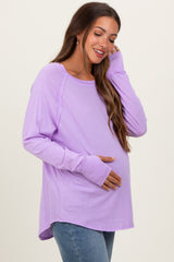 Lavender Heather Exposed Seam Long Sleeve Maternity Top