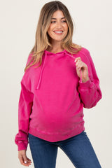 Fuchsia French Terry Hooded Maternity Sweatshirt