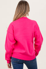 Fuchsia Basic Fleece Crewneck Maternity Sweatshirt
