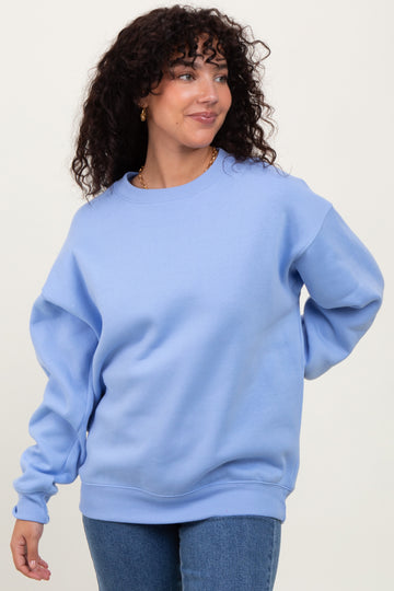Light Blue Basic Fleece Crewneck Sweatshirt