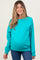 Turquoise Basic Fleece Crewneck Maternity Sweatshirt