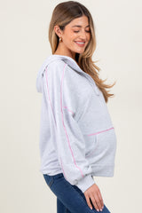 Heather Grey Oversized Raw Hem Maternity Hoodie