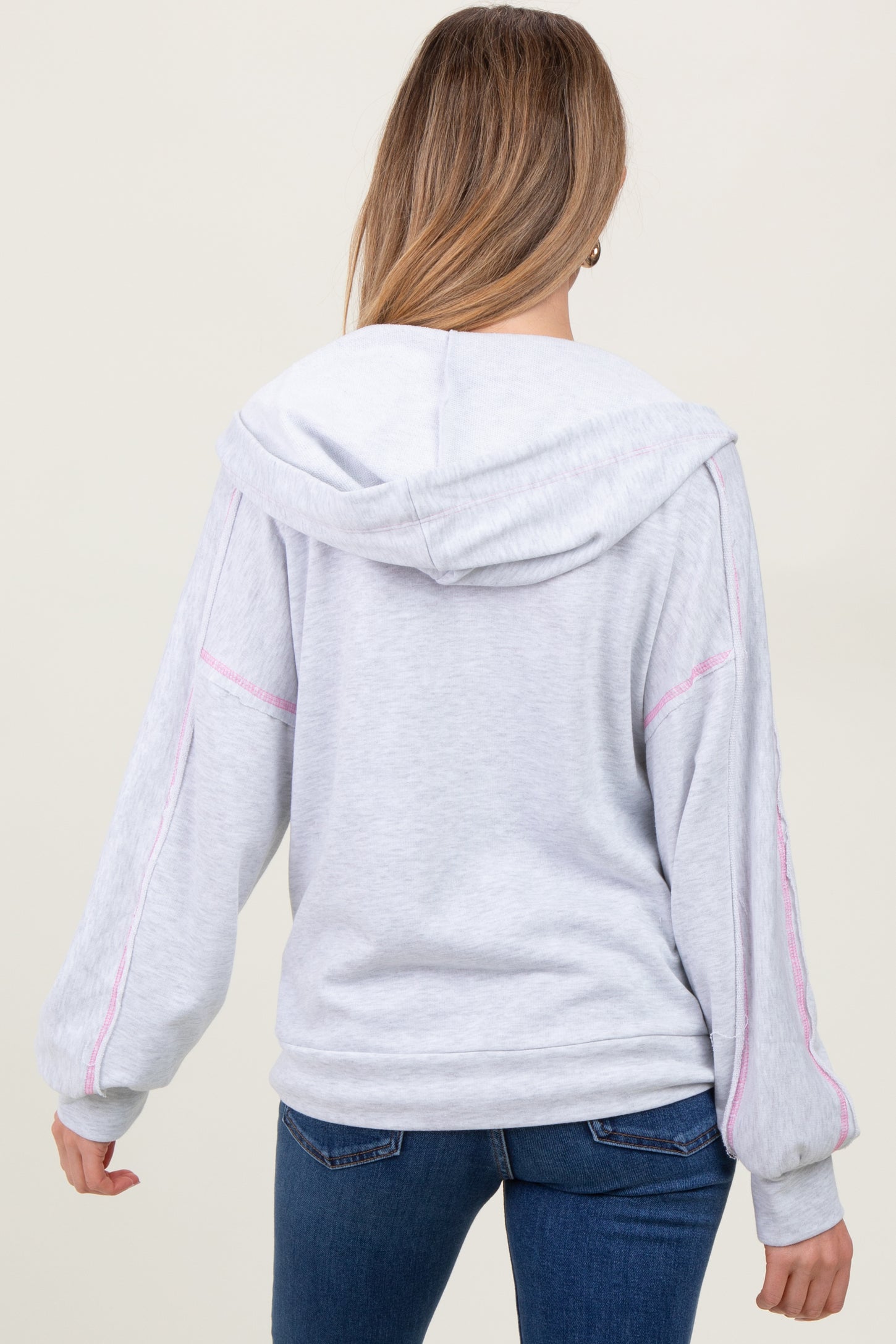 Heather Grey Oversized Raw Hem Maternity Hoodie