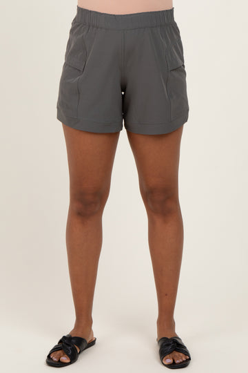 Olive Green Elastic Cargo Maternity Shorts