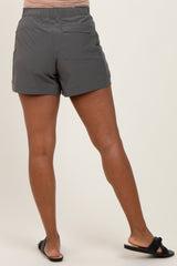 Olive Green Elastic Cargo Maternity Shorts