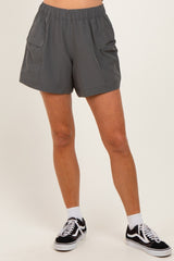 Olive Green Elastic Cargo Shorts