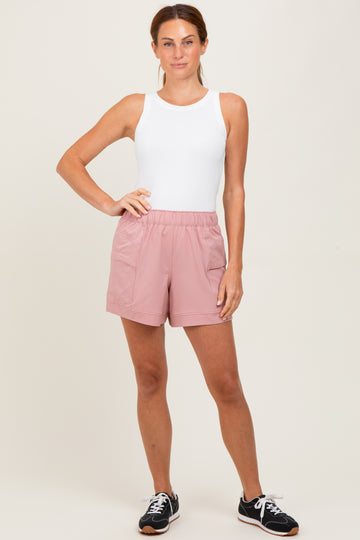 Mauve Elastic Cargo Shorts
