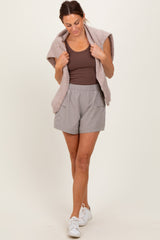 Taupe Elastic Cargo Shorts