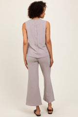 Light Mocha Slub Knit Pants Set