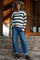 Navy Blue Cuffed Hem Wide Leg Cropped Maternity Jeans