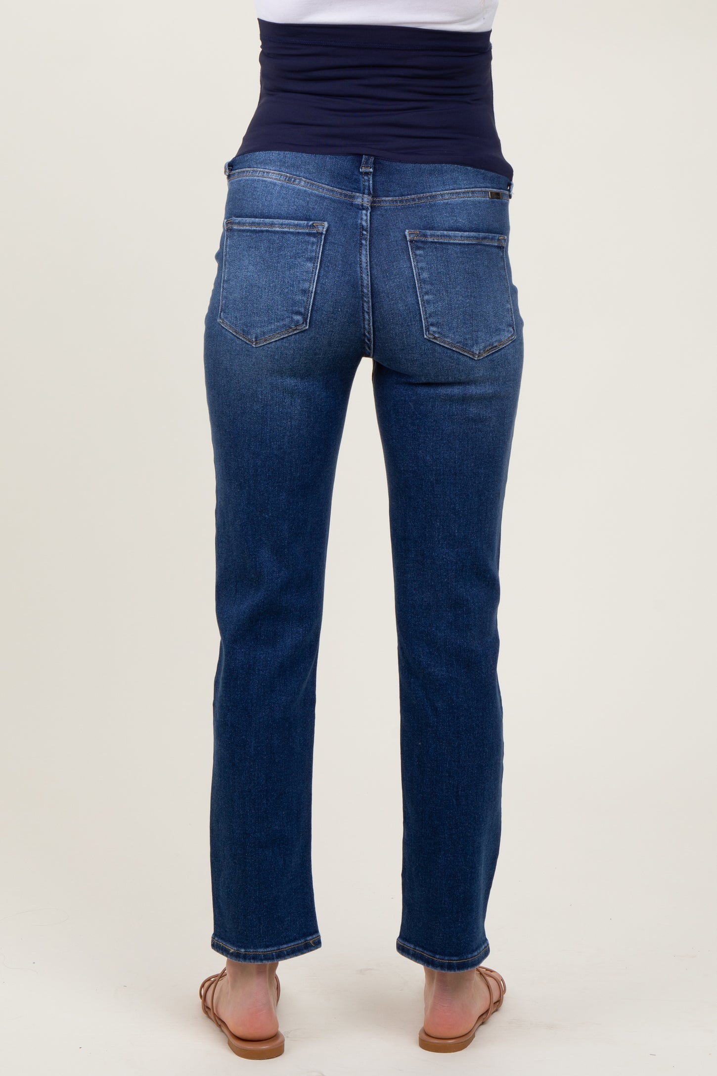 Navy Blue Dark Wash Slim Straight Maternity Jeans