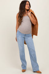 Light Blue Washed Relaxed Straight Leg Maternity Jeans