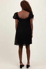 Black Floral Applique Overlay Dress