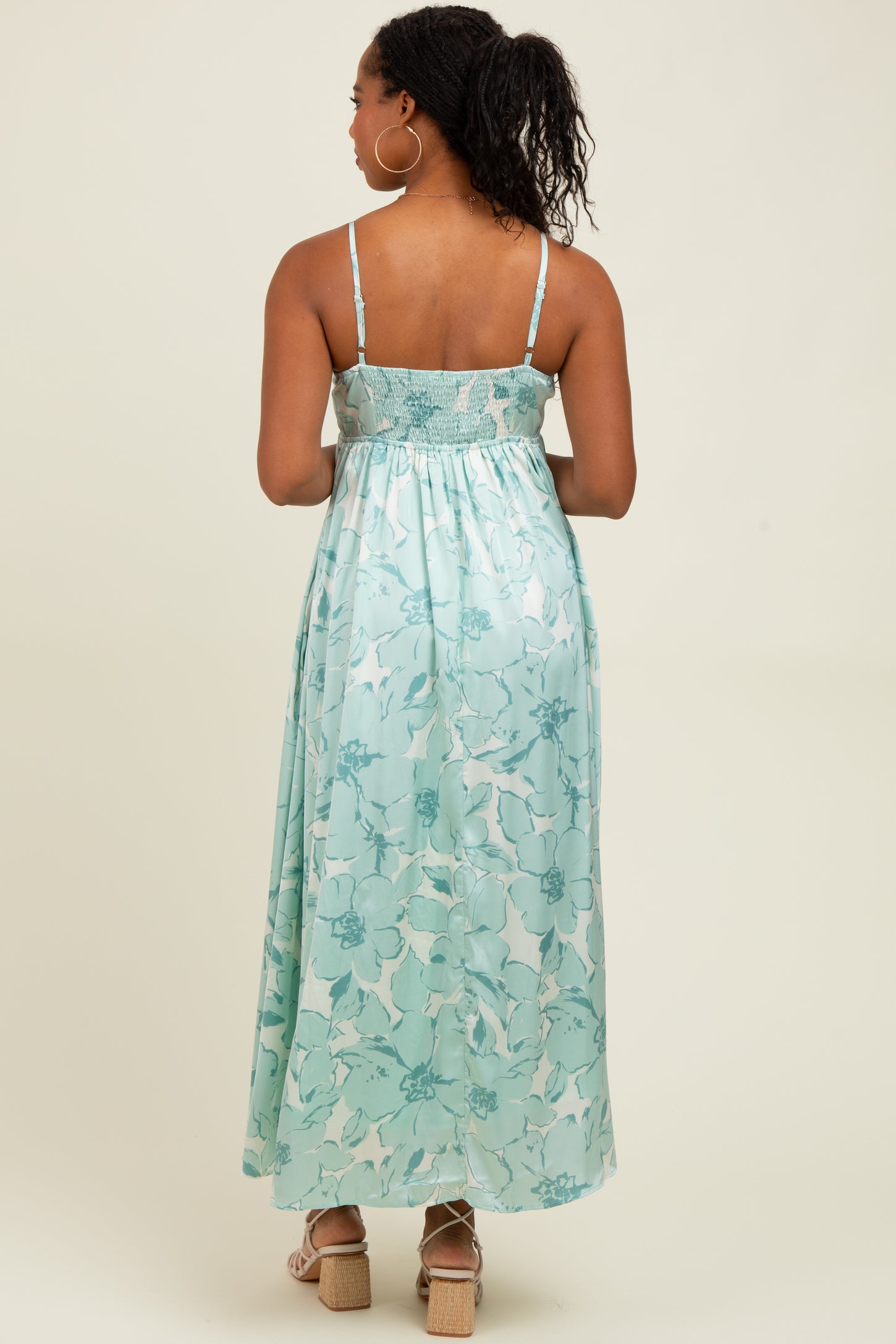 Sage Floral Sleeveless Maxi Dress