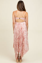 Light Floral Woven Pleat Skirt Maternity Maxi Dress