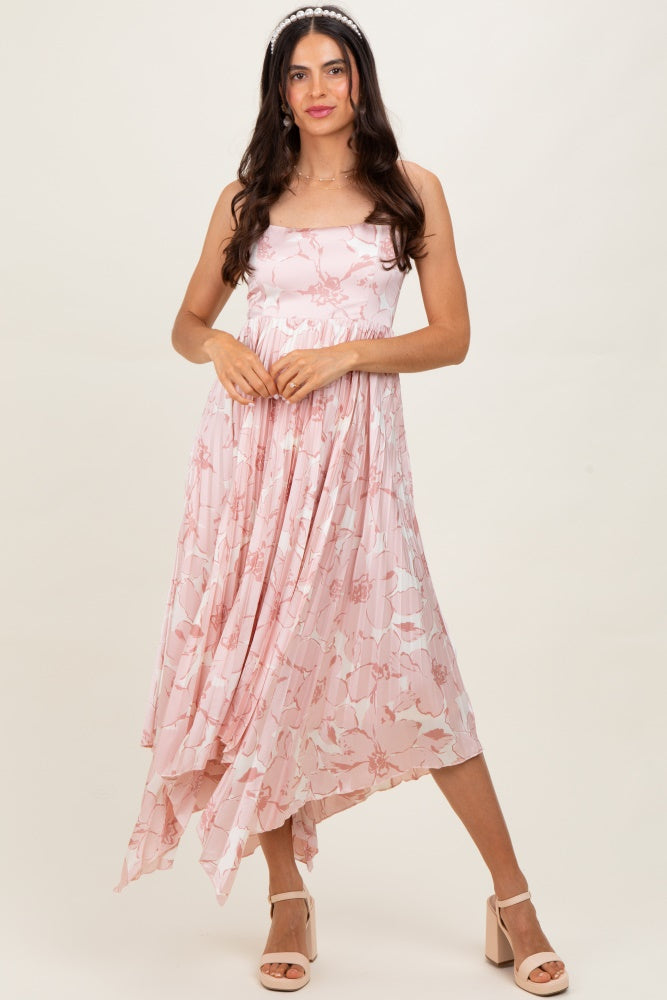 Light Floral Woven Pleat Skirt Maxi Dress