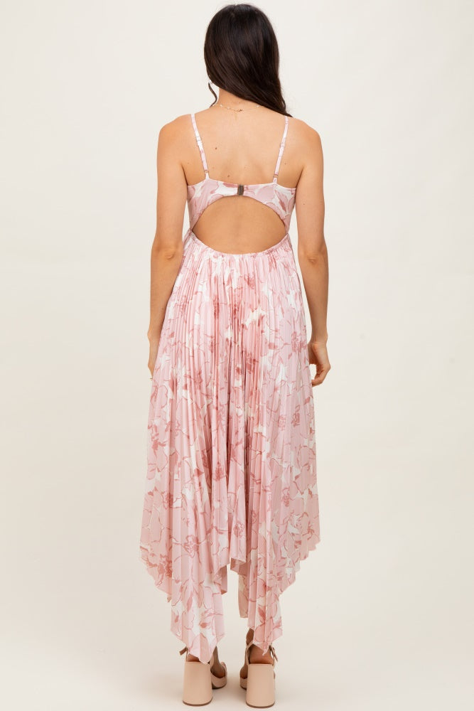 Light Floral Woven Pleat Skirt Maxi Dress