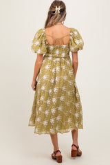 Olive Textured Maternity Midi Dress