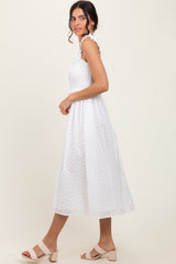 White Eyelet Sleeveless Midi Dress