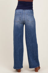 Blue Relaxed Wide Leg Maternity Jeans