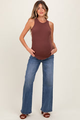 Medium Classic Wash Wide Leg Maternity Jeans