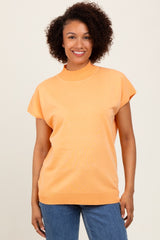 Orange Mock Neck Knit Maternity Top