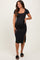 Charcoal Ribbed Short Sleeve Side Slit Maternity Midi Dress