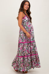 Pink Multi Floral Maternity Maxi Dress