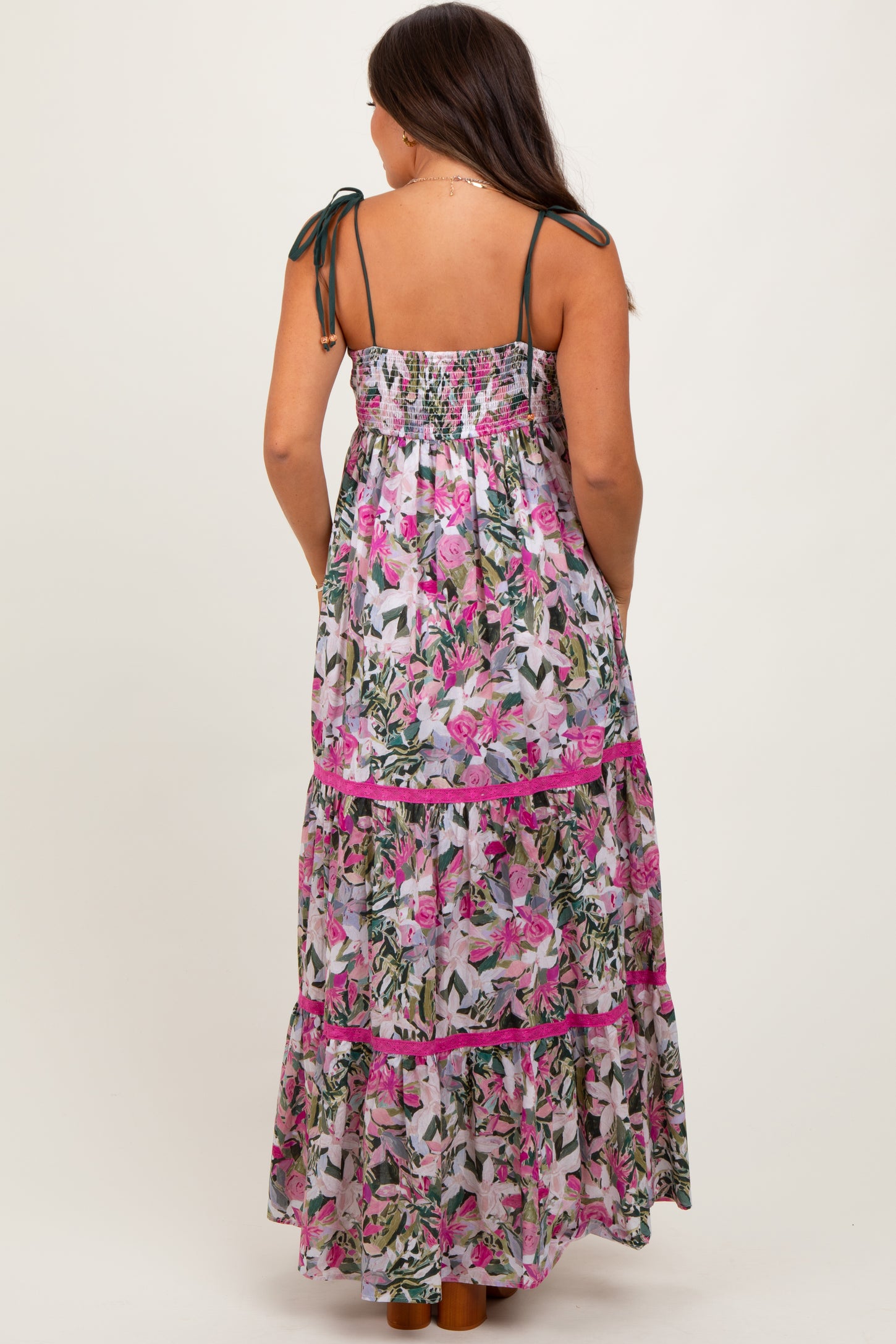 Pink Multi Floral Maternity Maxi Dress