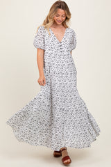 Ivory Tiered Floral Maxi Dress