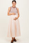 Cream Contrast Striped Bodice Sleeveless Maternity Maxi Dress