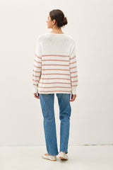 Peach Striped Cuff Sweater