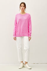 Pink Oversized Slub Knit Sweater