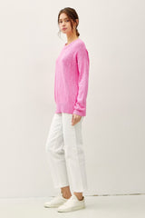Pink Oversized Slub Knit Sweater