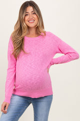 Pink Oversized Slub Knit Maternity Sweater