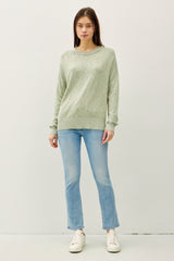 Light Olive Oversized Slub Knit Sweater