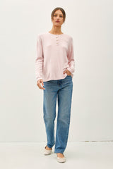 Light Pink Brushed Knit Henley Top