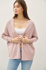 Pink Slub Knit Open Maternity Cardigan