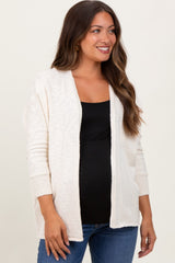 Cream Slub Knit Open Maternity Cardigan