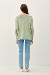 Light Olive Slub Knit Open Cardigan