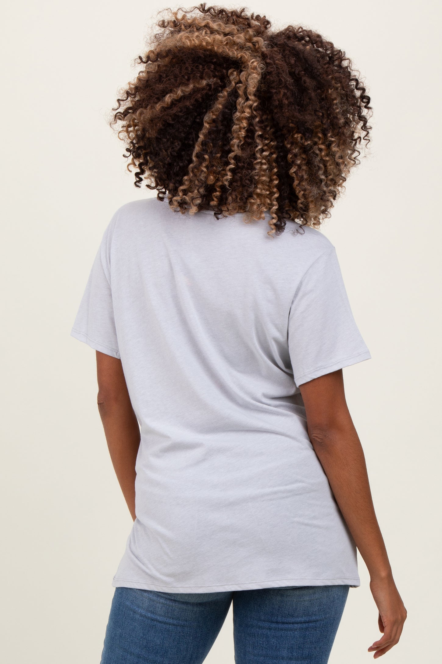 Heather Grey Oversized V-Neck Short Sleeve Maternity Tee