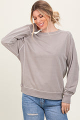 Mocha  French Terry Vintage Wash Maternity Pullover