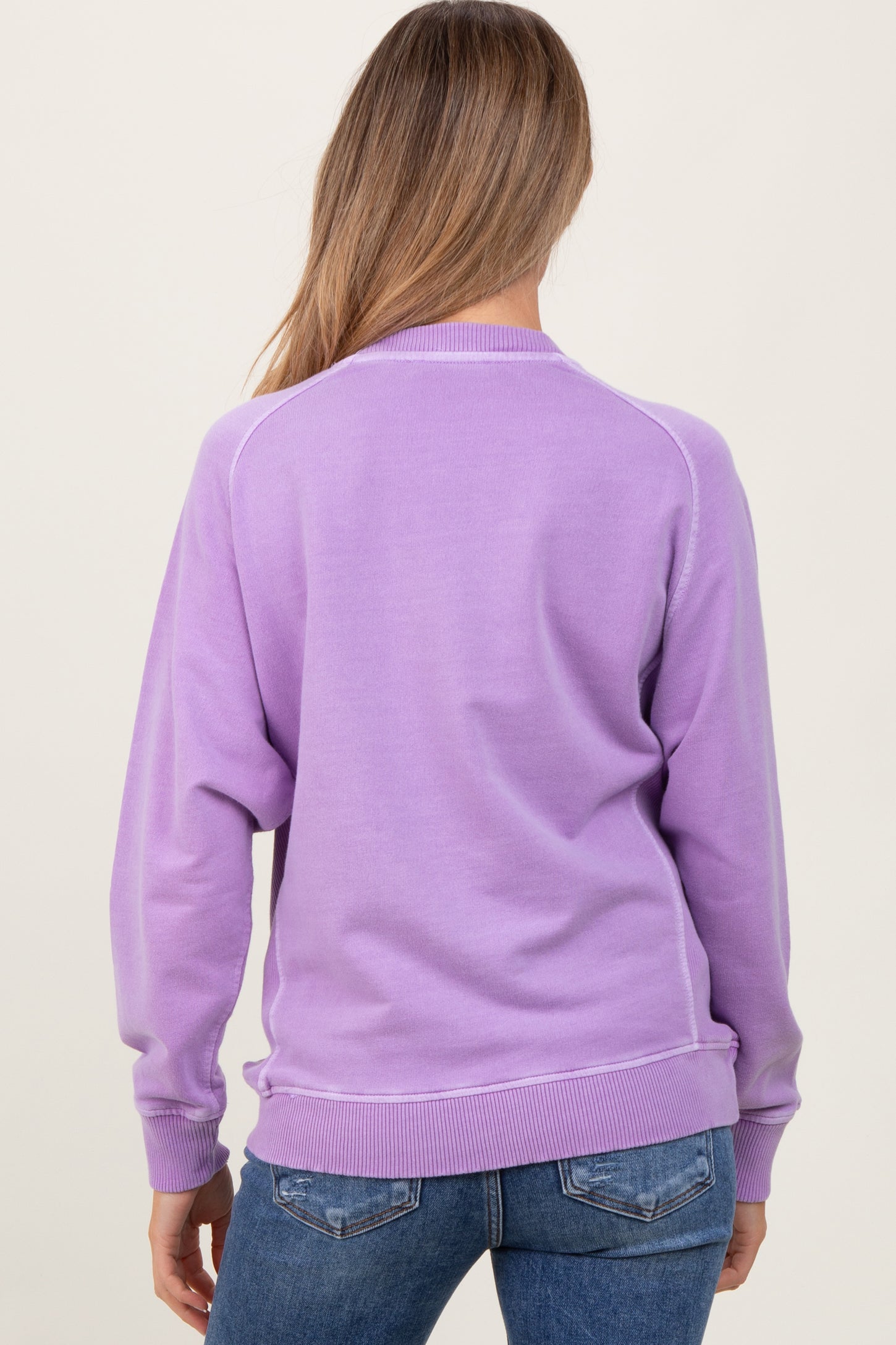 Lavender French Terry Vintage Wash Maternity Pullover