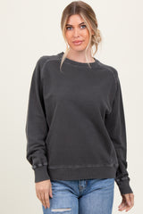 Black French Terry Vintage Wash Maternity Pullover