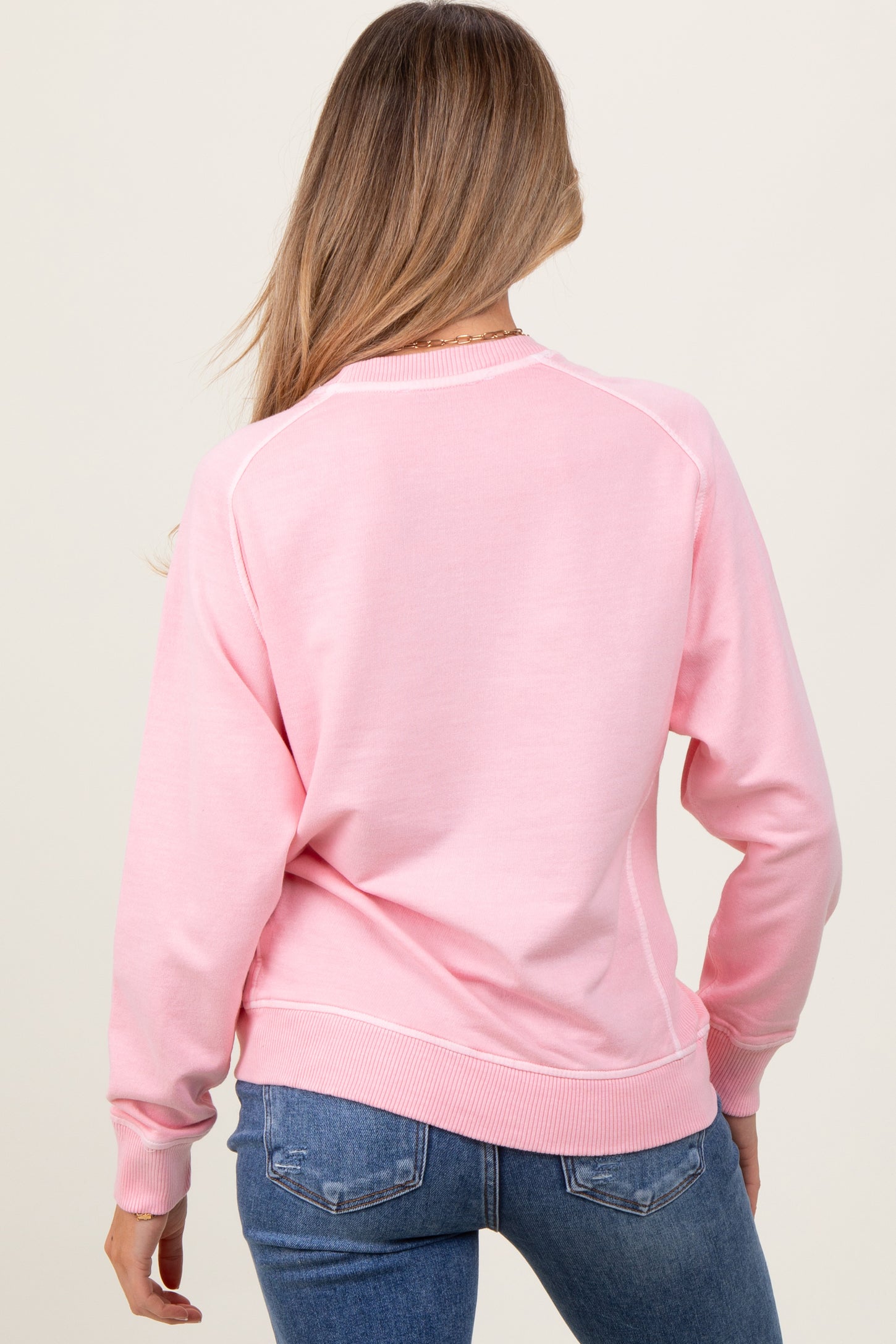 Peach French Terry Vintage Wash Maternity Pullover