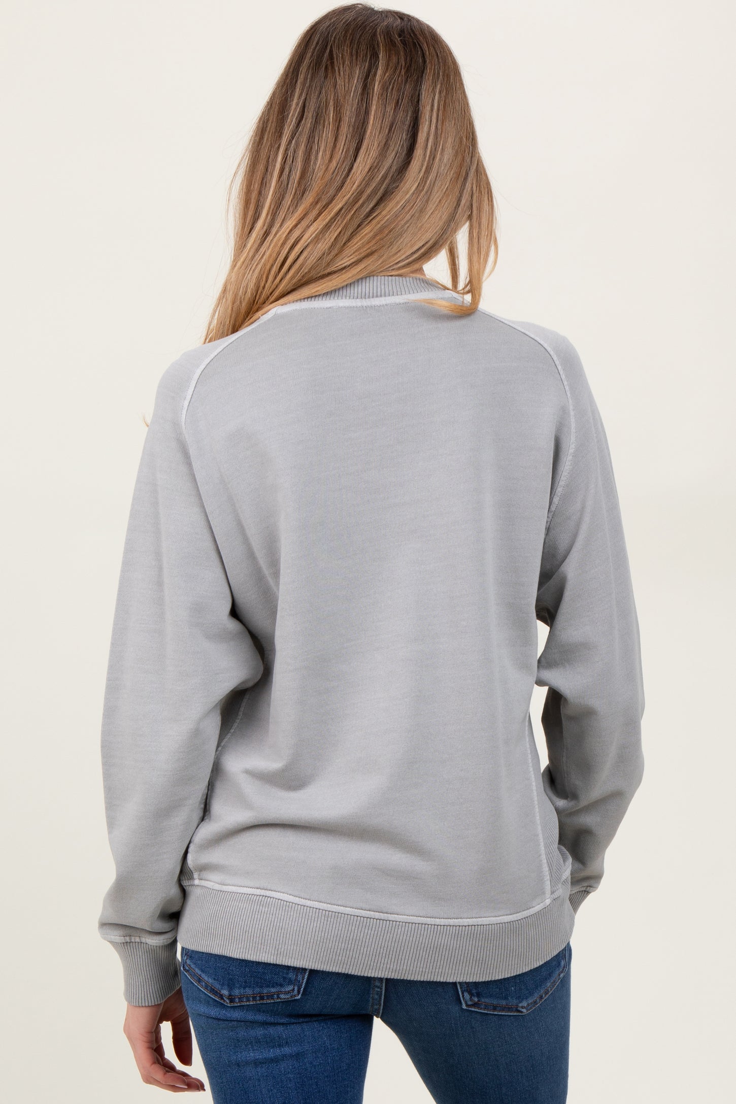 Heather Grey French Terry Vintage Wash Maternity Pullover