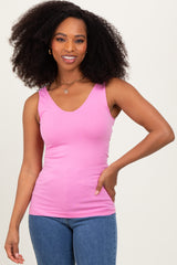 Pink Sleeveless Fitted Tank Top