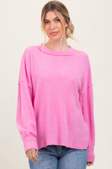 Pink Brushed Ribbed Knit Maternity Pullover