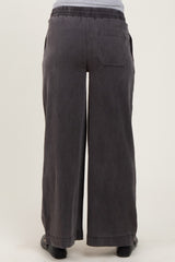 Black Vintage Wash Chambray Maternity Wide Leg Pants