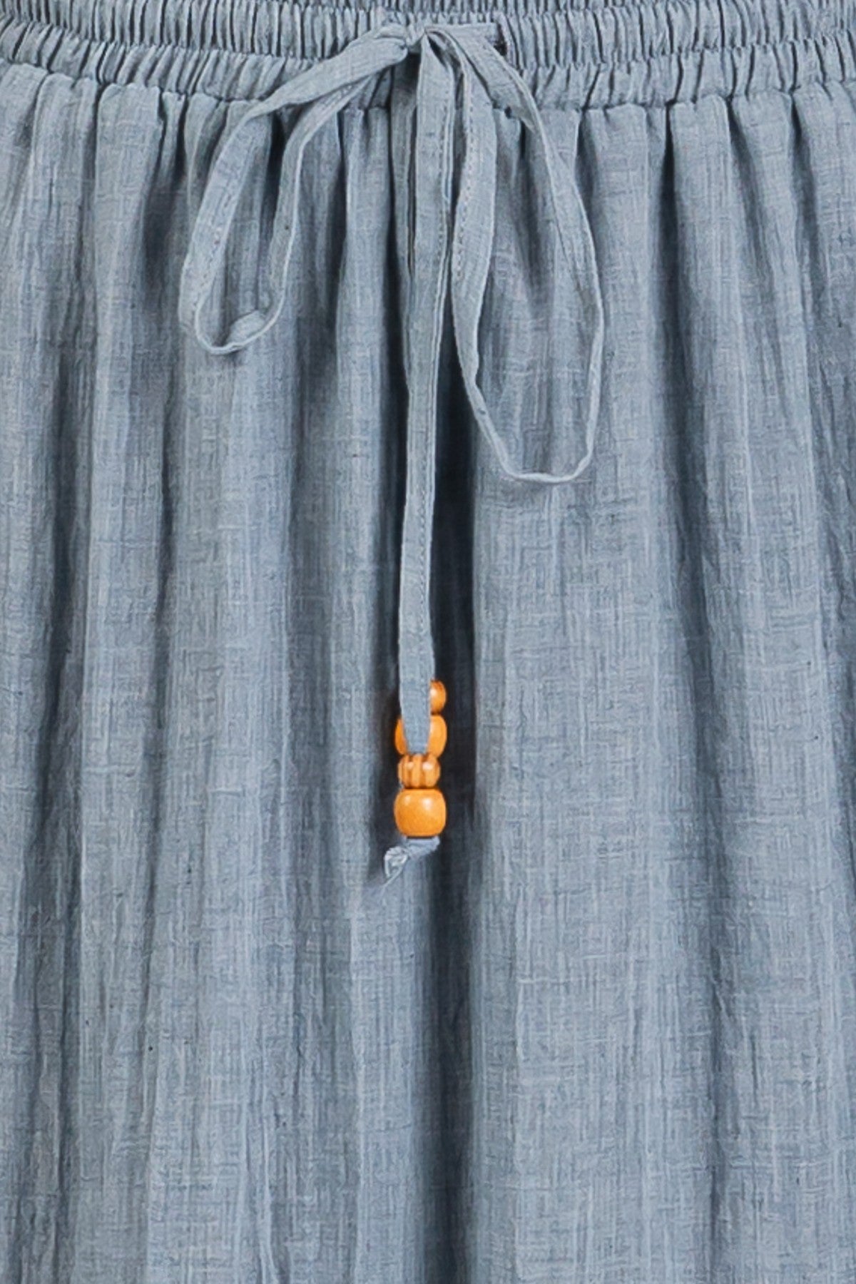 Blue Drawstring Tiered Maxi Skirt